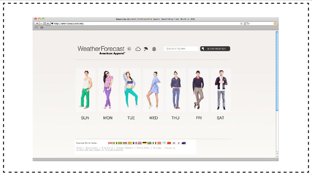 American Apparel Weather App Screen 6